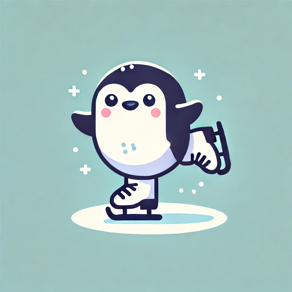 Ice Skater Penguin Illustration