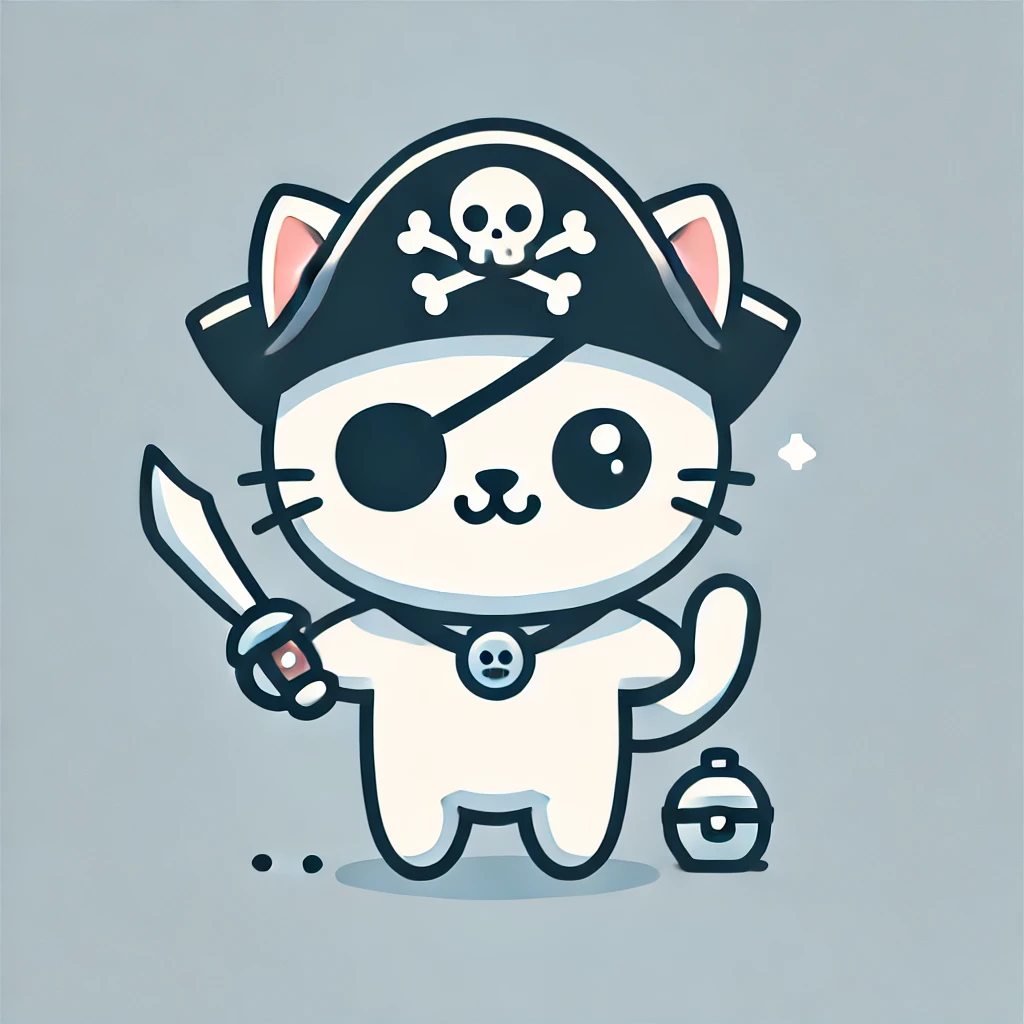 Minimalist Pirate Kitten Illustration