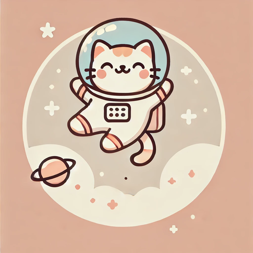 Minimalist Space Explorer Cat Illustration